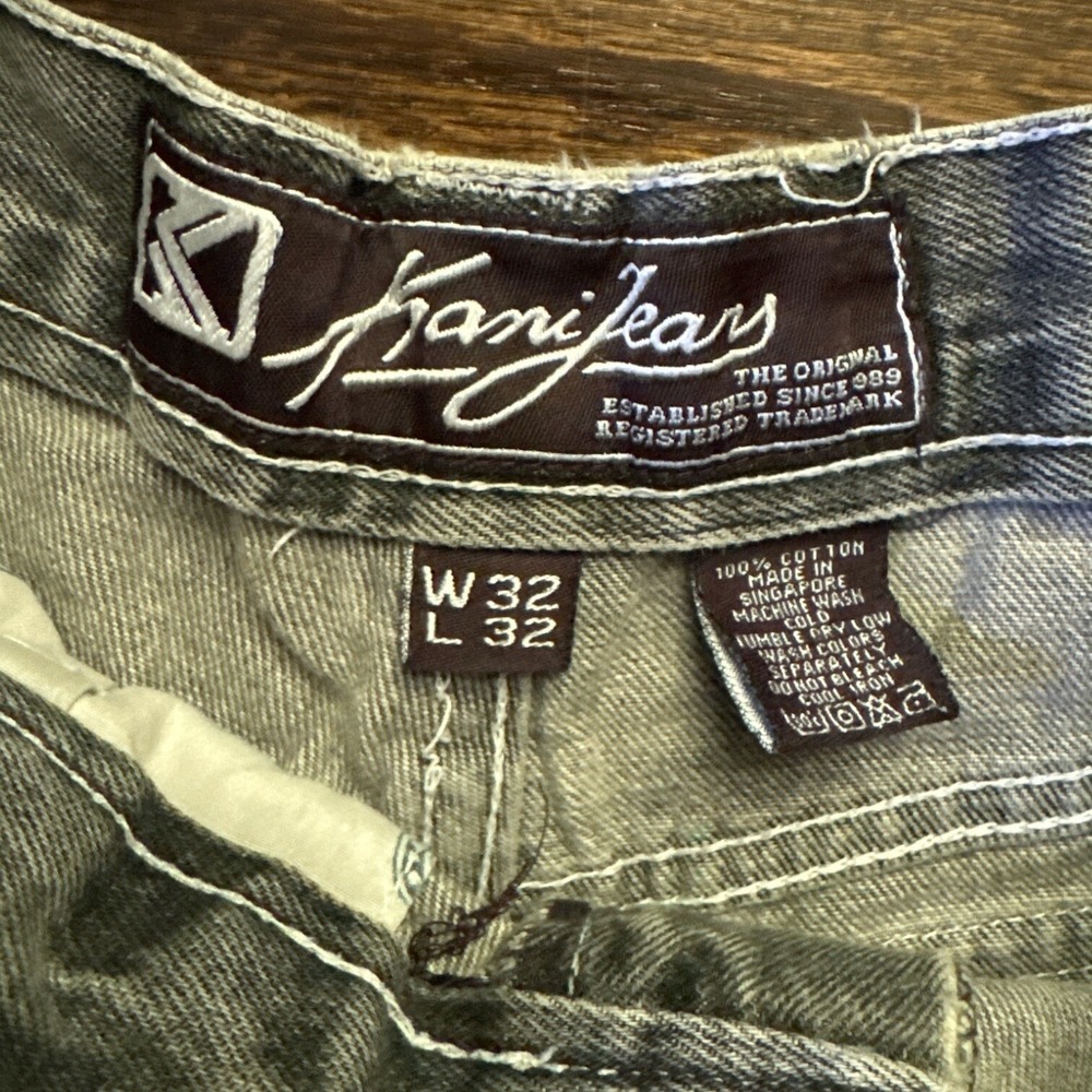 Y2K Karl Kani Jeans 90's Mens W32 L32 Grey Wash Distressed Retro‎ Worn Baggy Fit - Picture 5 of 10